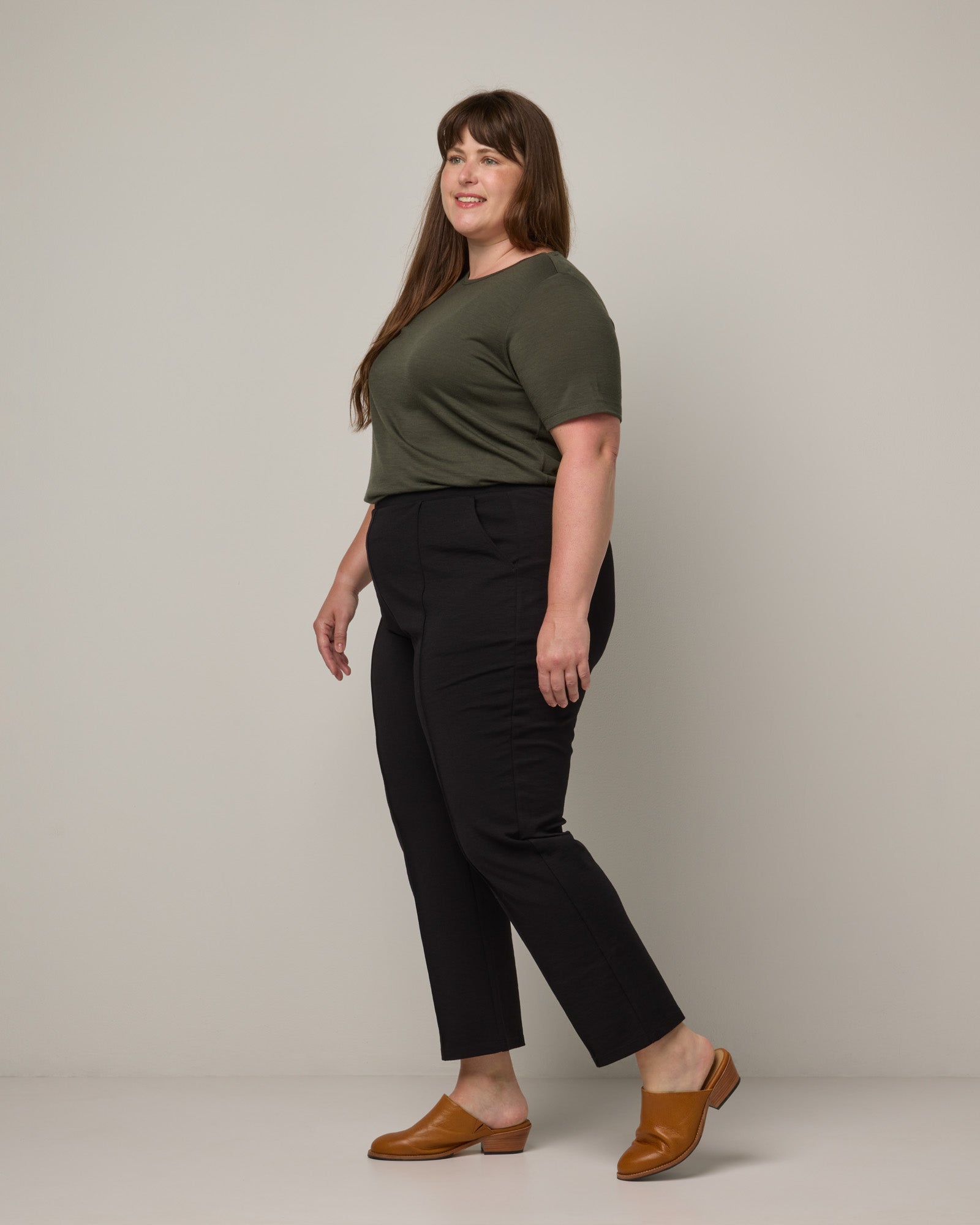 Pantalon droit en point de Rome Rosso