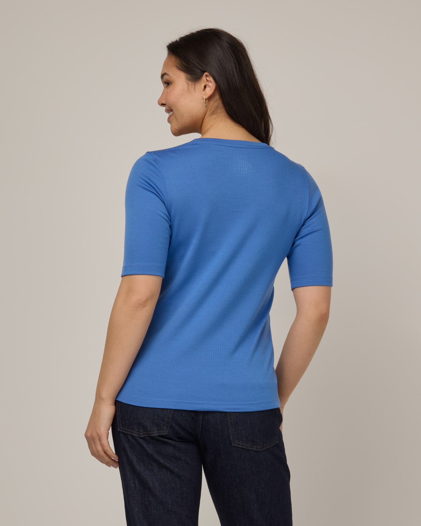 T-shirt côtelé à manches coudées Celine