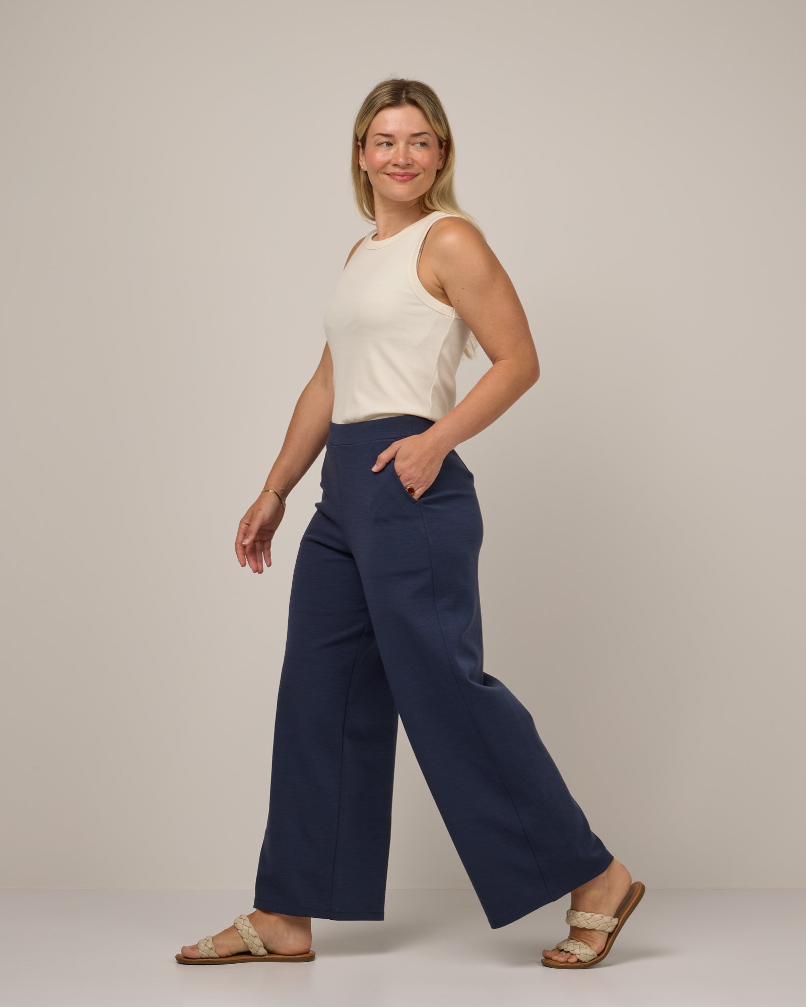 Pantalon Ponte à jambe large Lane