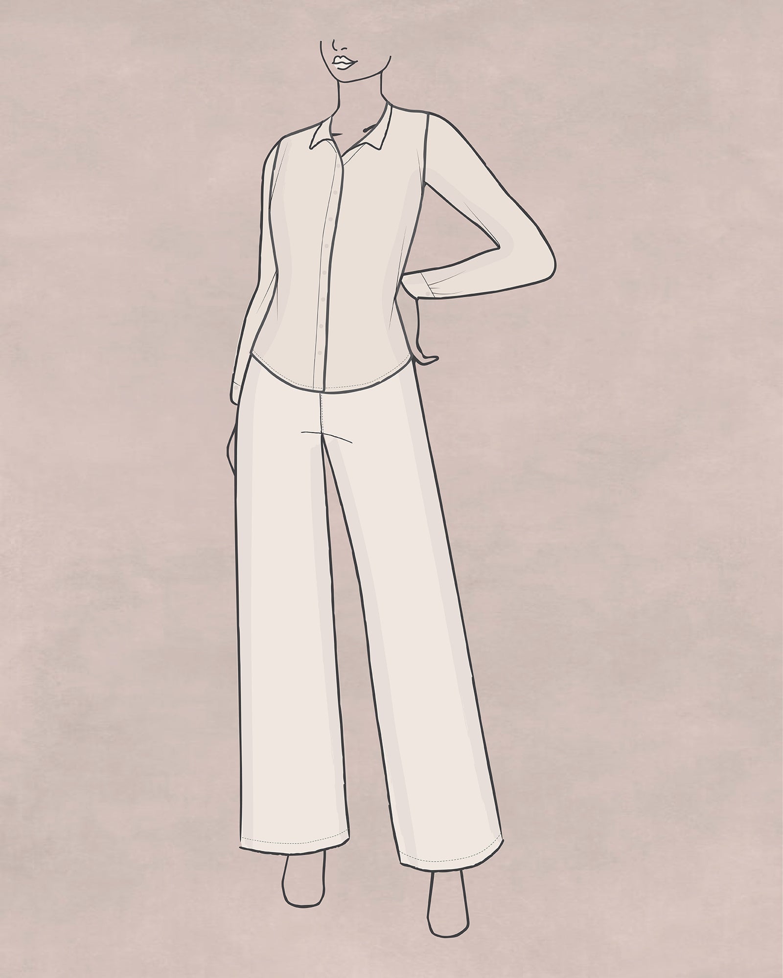 Chemise boutonnée tissée sur le devant (Design Studio)